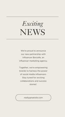 Story template: Exciting news